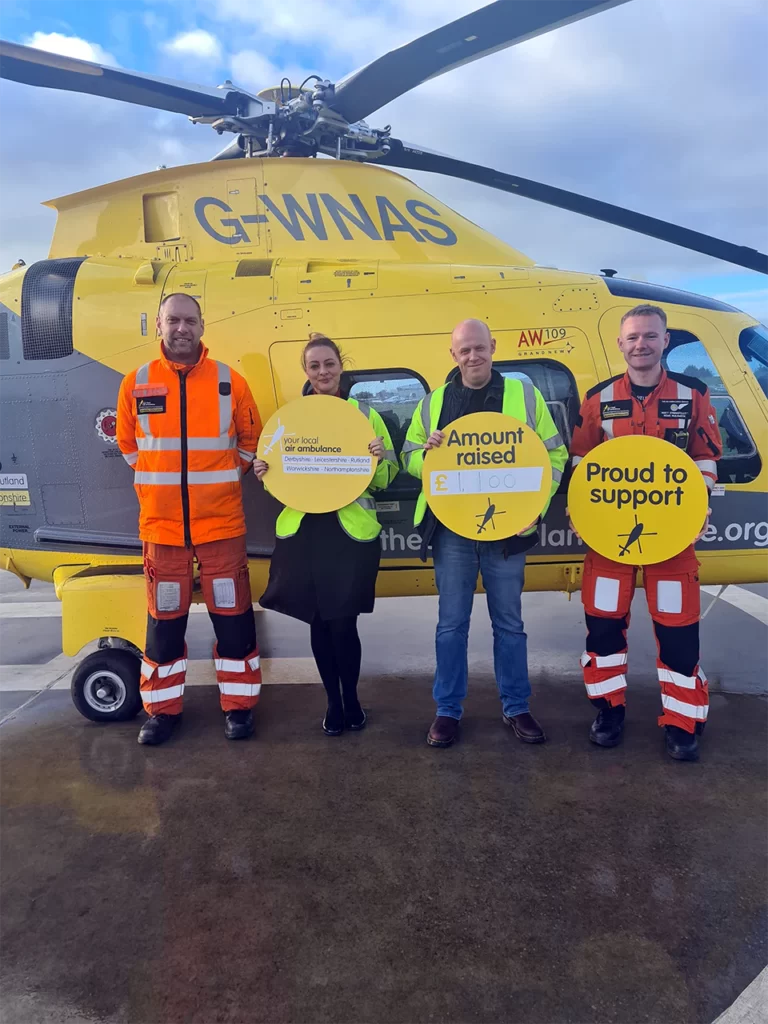 Image of Dave Whitehouse and Kirsty Cooper at The Air Ambulance Service base in Coventry.