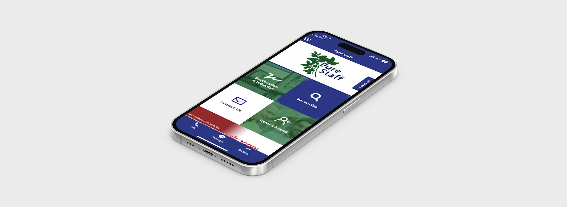 A banner image of the Pure Staff mobile app.