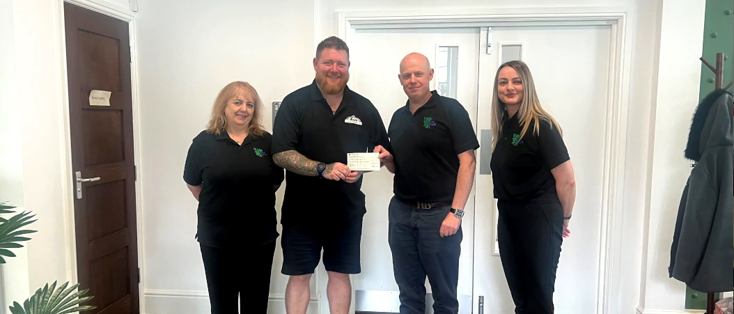 Pure Staff Foundation making a donation of £1,500 to Tough Enough To Care.